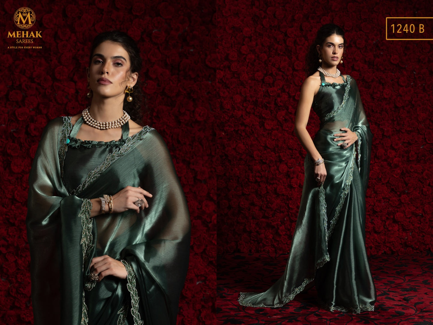 Design 1240A To 1240F Mehak Chiffon Sarees Wholesaler