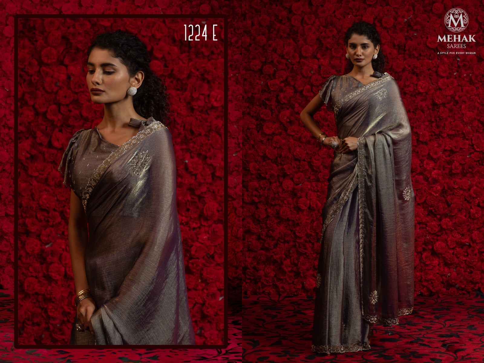 Design 1241A To 1241E Mehak Satin Silk Sarees Exporter Ahmedabad