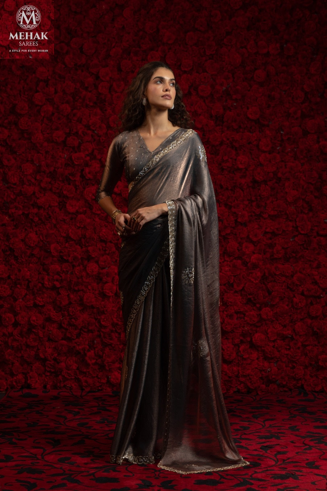 Design 1241A To 1241E Mehak Satin Silk Sarees Exporter Ahmedabad