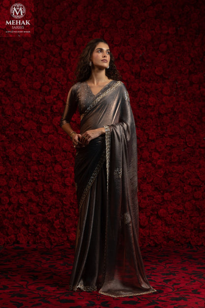 Design 1241A To 1241E Mehak Satin Silk Sarees Exporter Ahmedabad