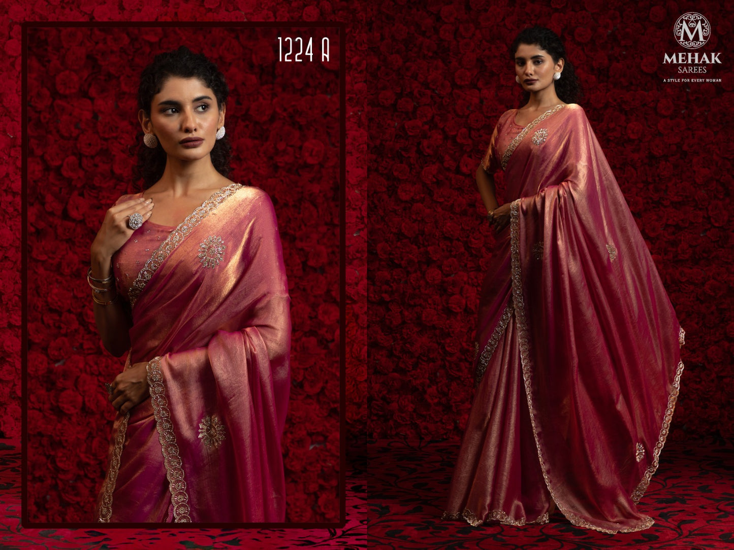 Design 1241A To 1241E Mehak Satin Silk Sarees Exporter Ahmedabad