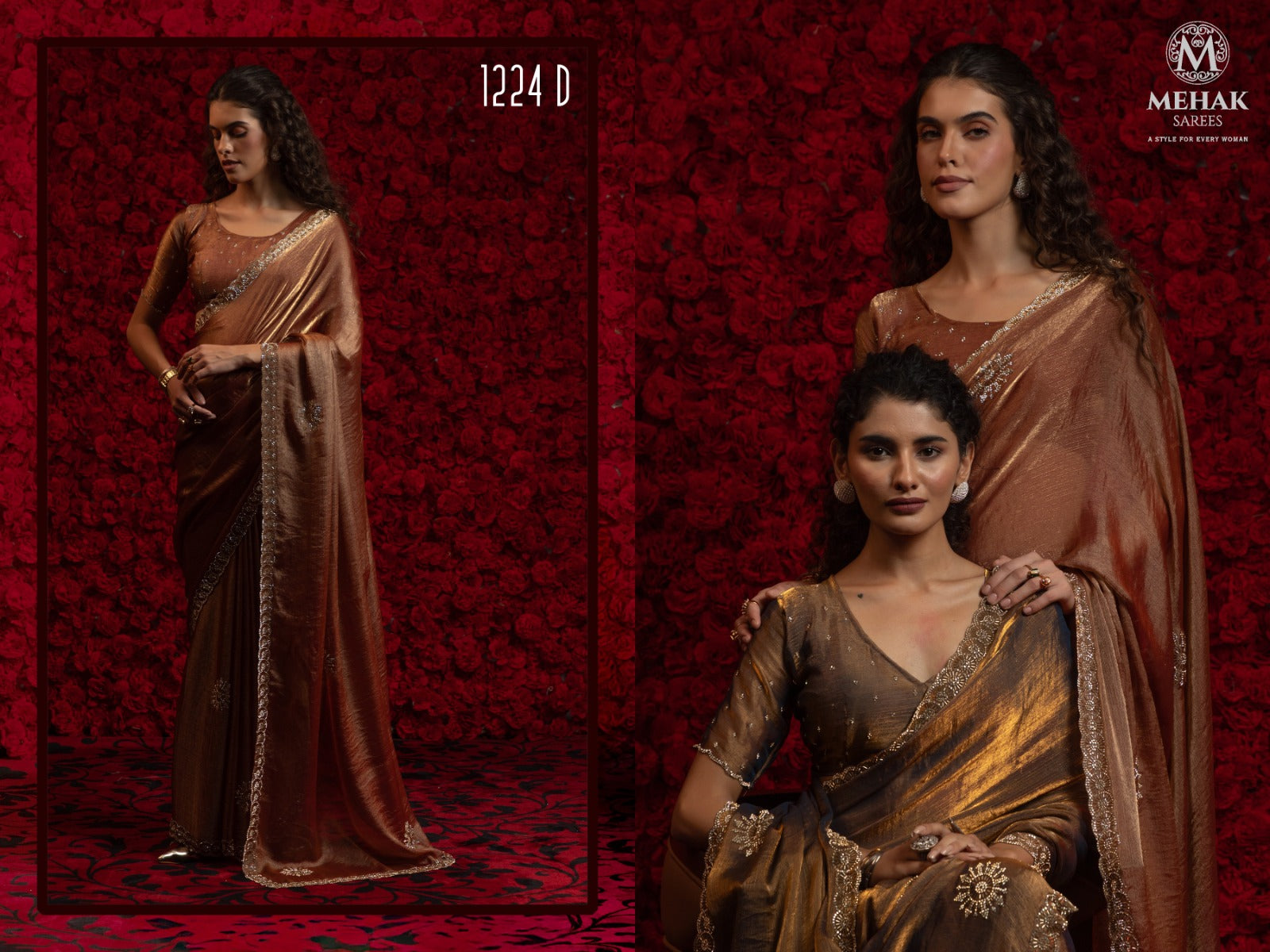Design 1241A To 1241E Mehak Satin Silk Sarees Exporter Ahmedabad