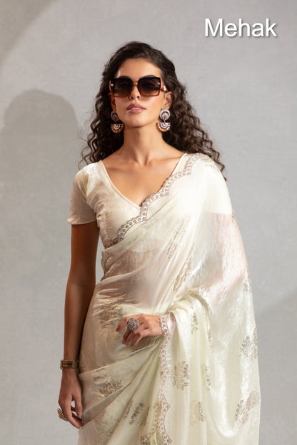 Design 1243A To 1243D Mehak Satin Silk Sarees Supplier Ahmedabad