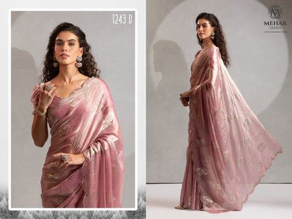 Design 1243A To 1243D Mehak Satin Silk Sarees Supplier Ahmedabad