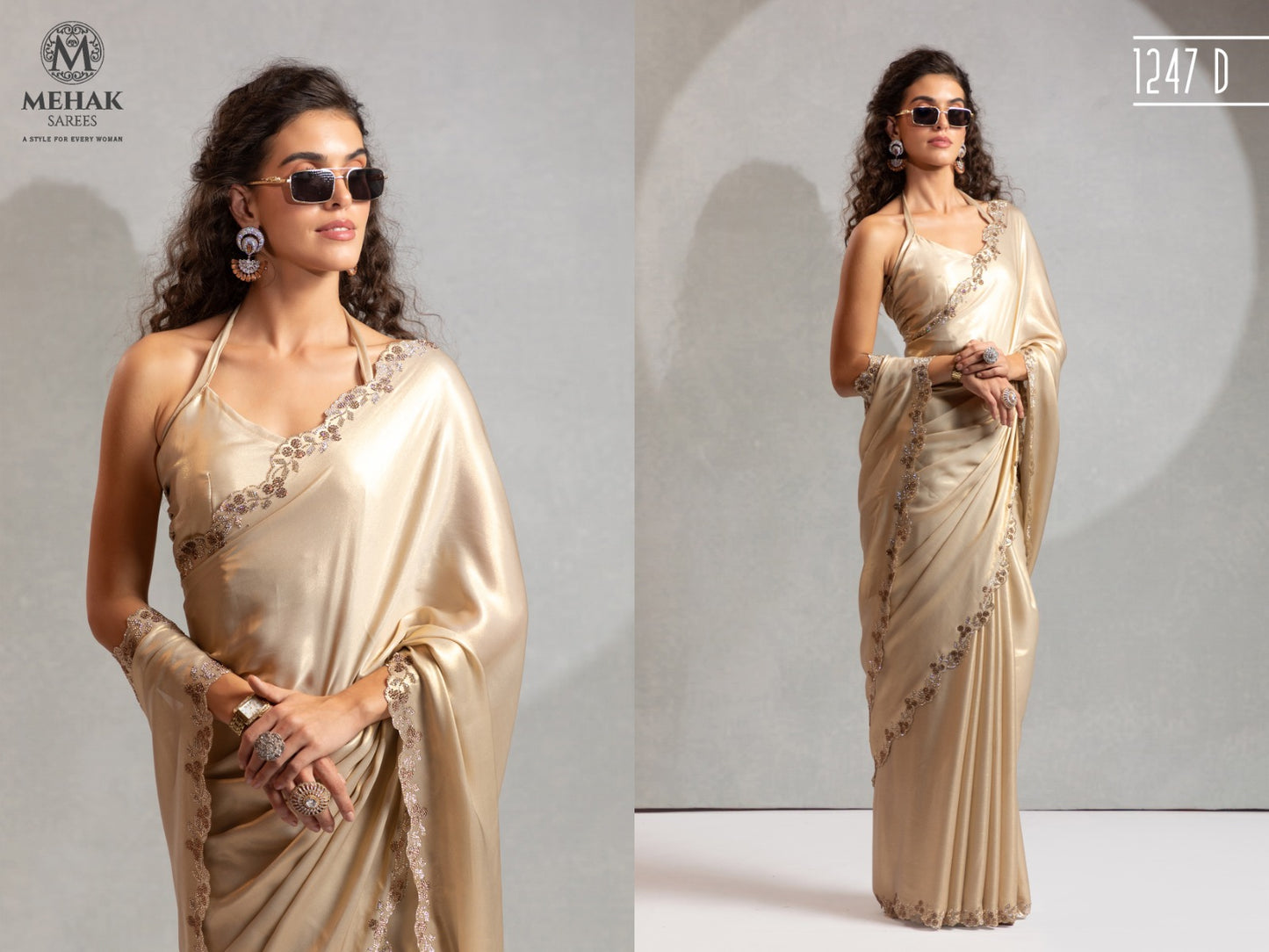 Design 1247A To 1247E Mehak Georgette Sarees Manufacturer Ahmedabad