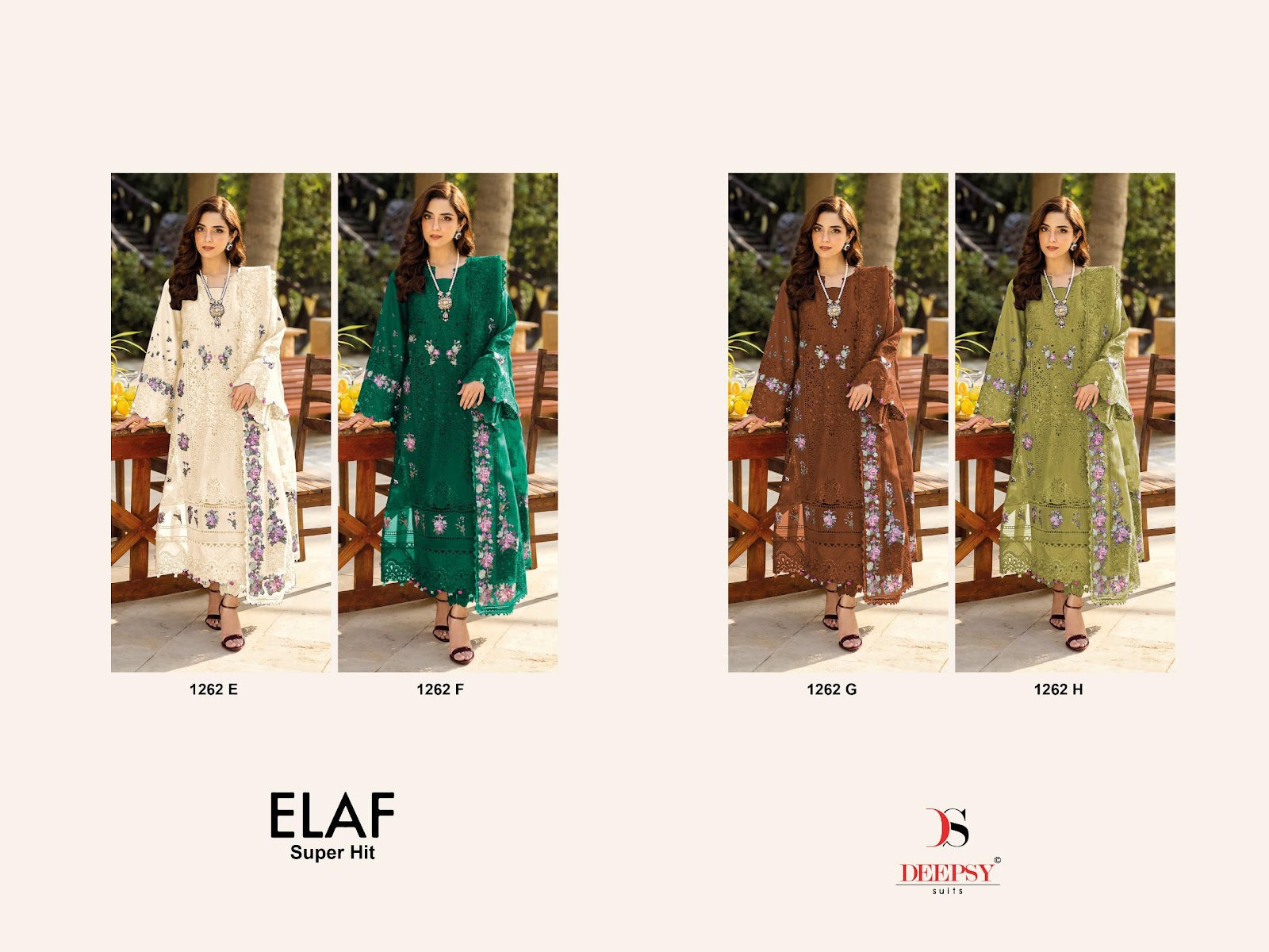 Design 1262 Efgh Elaf Super Hit Deepsy Cotton Pakistani Patch Work Suits Wholesale Price