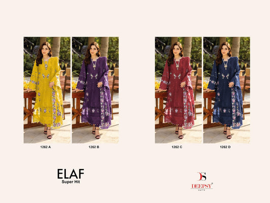 Design 1262 Elaf Super Hit Deepsy Cotton Pakistani Patch Work Suits Wholesaler