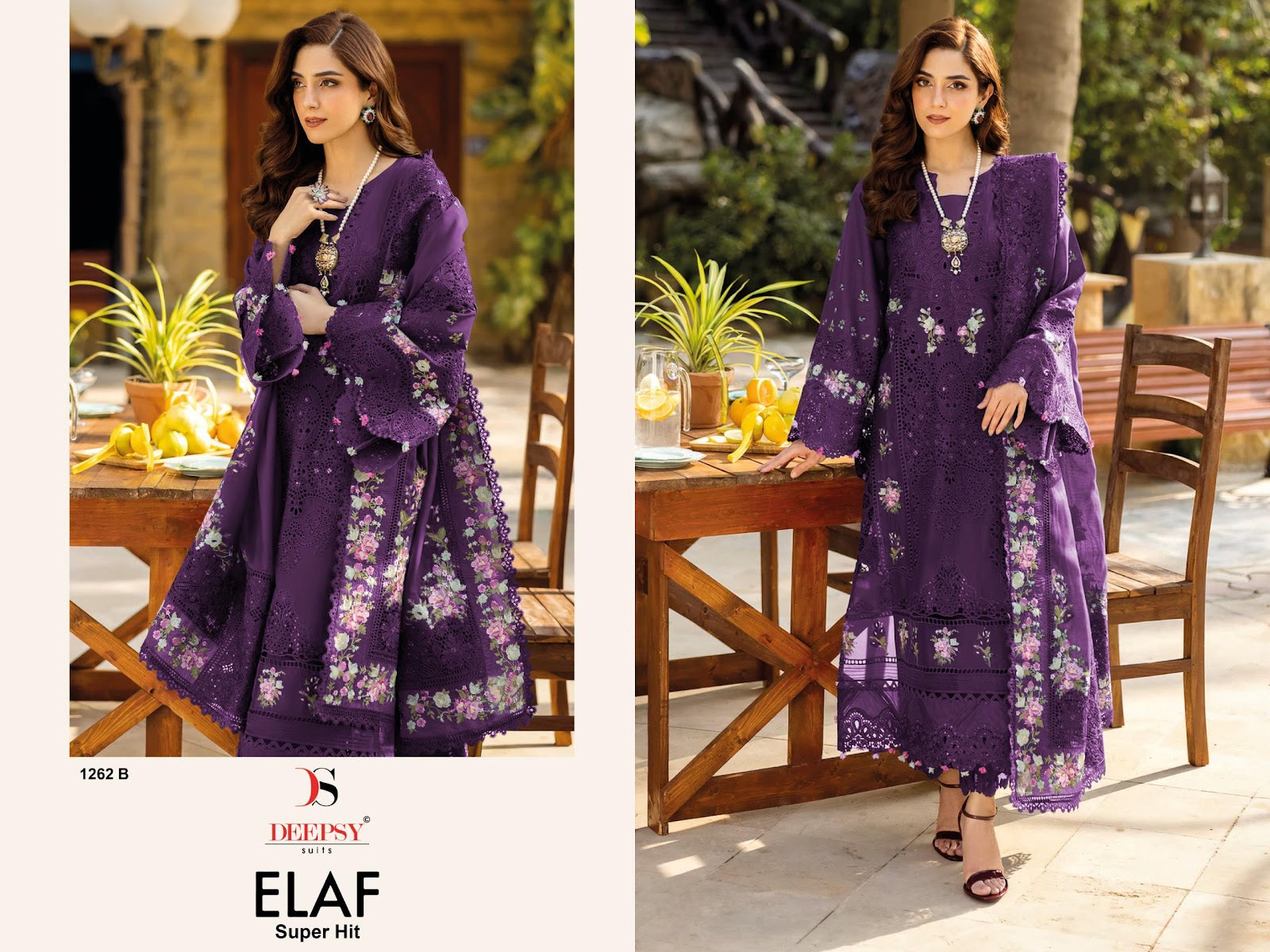Design 1262 Elaf Super Hit Deepsy Cotton Pakistani Patch Work Suits Wholesaler