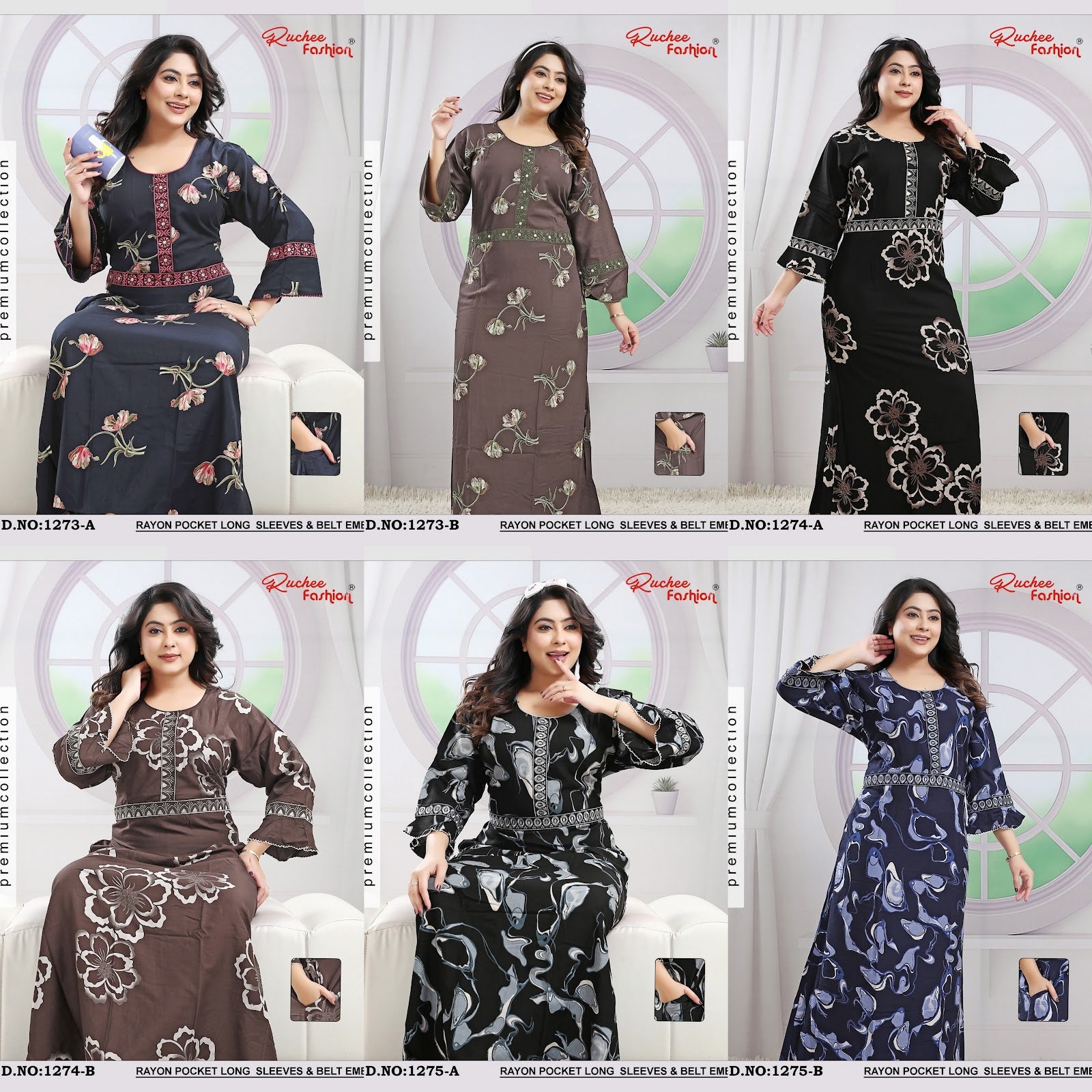 Design 1263-1275 Ruchee Fashion Rayon Night Gowns Wholesale Price