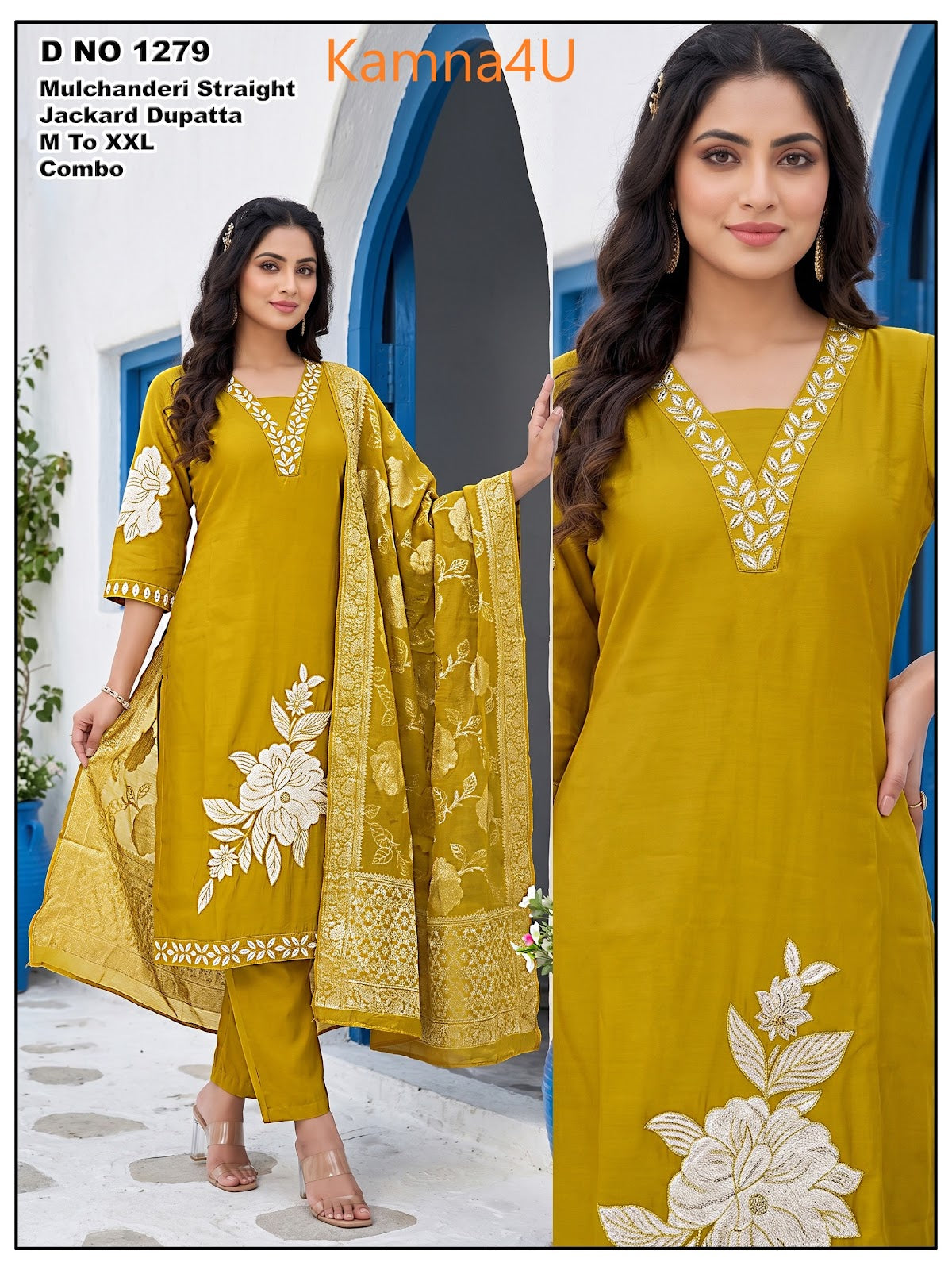 Design 1279 Kamna4U Chanderi Readymade Pant Style Suits Manufacturer Ahmedabad