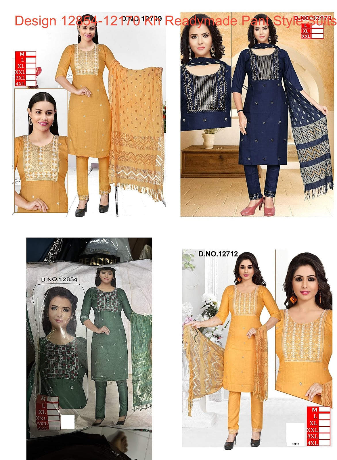 Design 12854-12170 Kh Rayon Readymade Pant Style Suits Wholesale Price