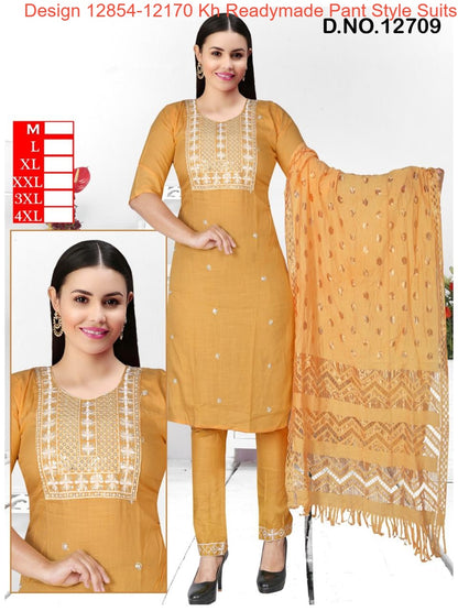 Design 12854-12170 Kh Rayon Readymade Pant Style Suits Wholesale Price