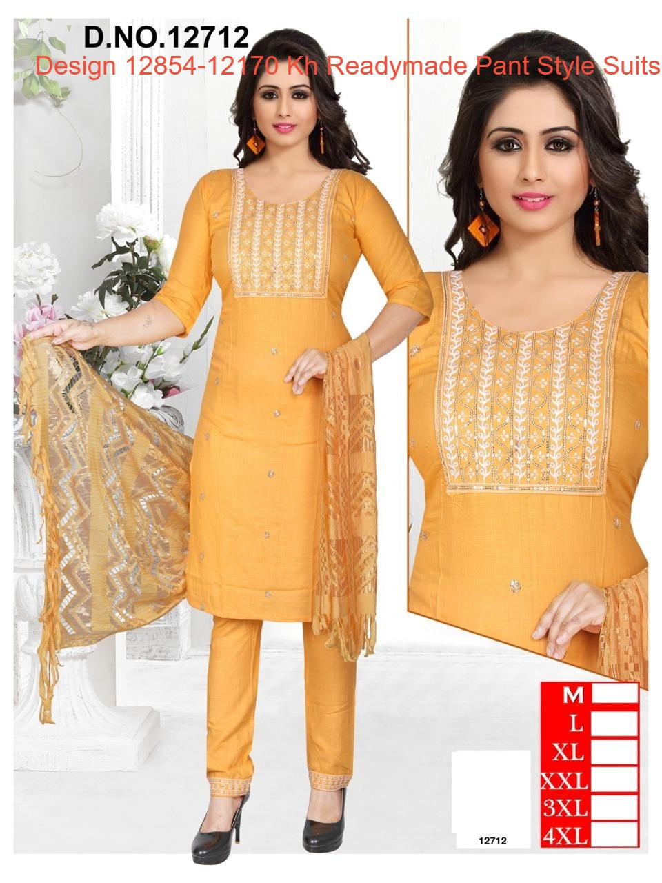 Design 12854-12170 Kh Rayon Readymade Pant Style Suits Wholesale Price