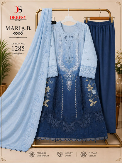 Design 1285 Maria B Emb. Deepsy Cotton Pakistani Readymade Suits Wholesale Rate