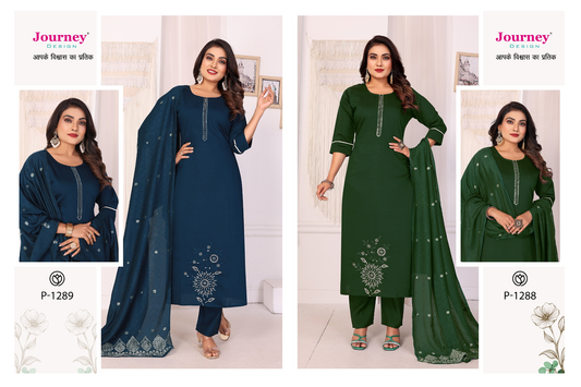 Design 1288-1289 Journey Design Pv Readymade Pant Style Suits Supplier