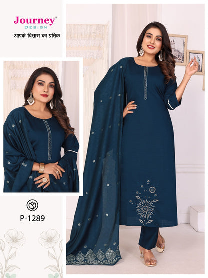 Design 1288-1289 Journey Design Pv Readymade Pant Style Suits Supplier