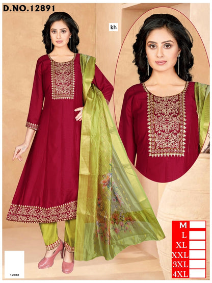 Design 12890-12891 Kh Vichitra Silk Readymade Anarkali Suits Manufacturer Gujarat
