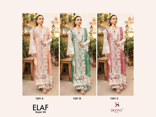 Design 1291 Abc Elaf Super Hit Deepsy Cotton Pakistani Patch Work Suits Wholesale