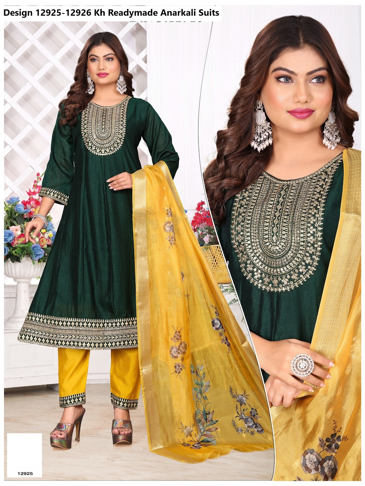 Design 12925-12926 Kh Vichitra Silk Readymade Anarkali Suits Wholesale