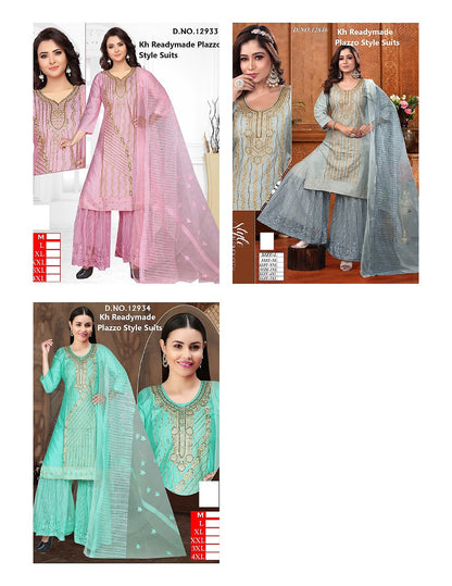 Design 12933-12934-846 Kh Silk Readymade Plazzo Style Suits Exporter