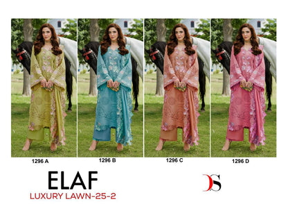 Design 1296 Elaf Luxury Lawn 25-2 Deepsy Cotton Pakistani Patch Work Suits Manufacturer