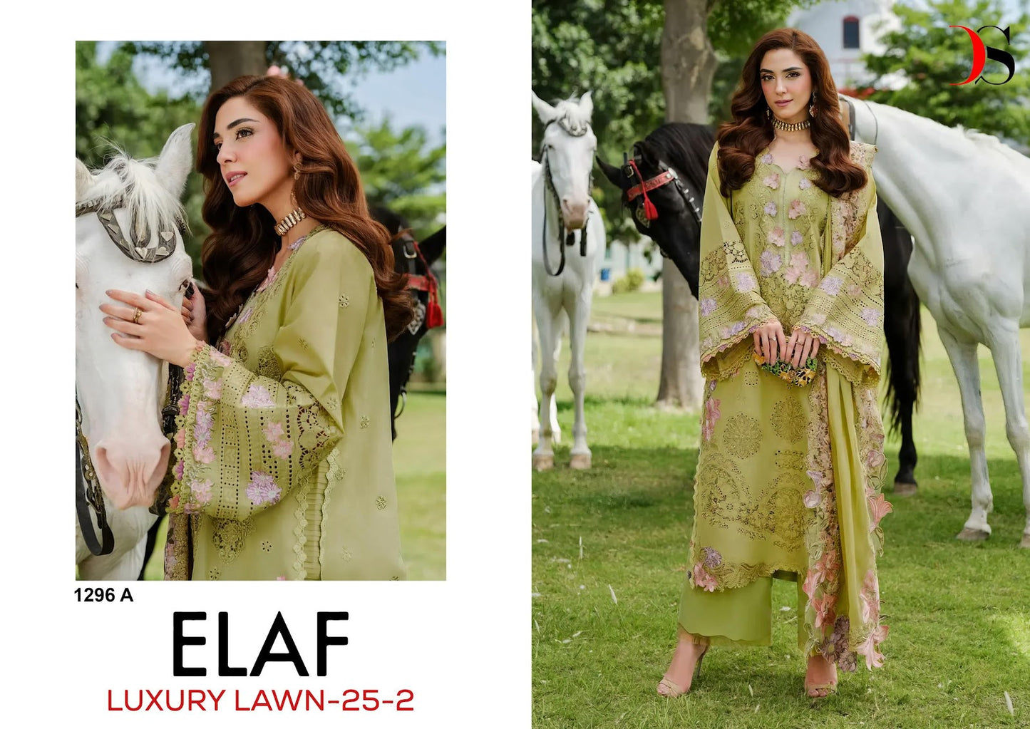 Design 1296 Elaf Luxury Lawn 25-2 Deepsy Cotton Pakistani Patch Work Suits Manufacturer