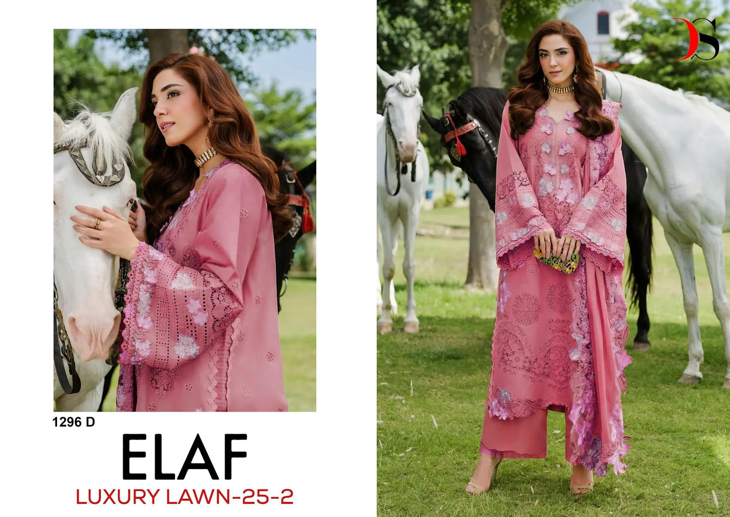 Design 1296 Elaf Luxury Lawn 25-2 Deepsy Cotton Pakistani Patch Work Suits Manufacturer