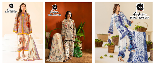 Design 13000 Co Ord Vs Fashion Satin Karachi Readymade Suits Wholesale Rate