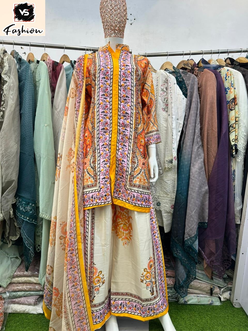 Design 13000 Co Ord Vs Fashion Satin Karachi Readymade Suits Wholesale Rate