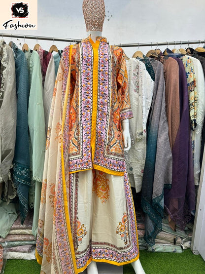 Design 13000 Co Ord Vs Fashion Satin Karachi Readymade Suits Wholesale Rate