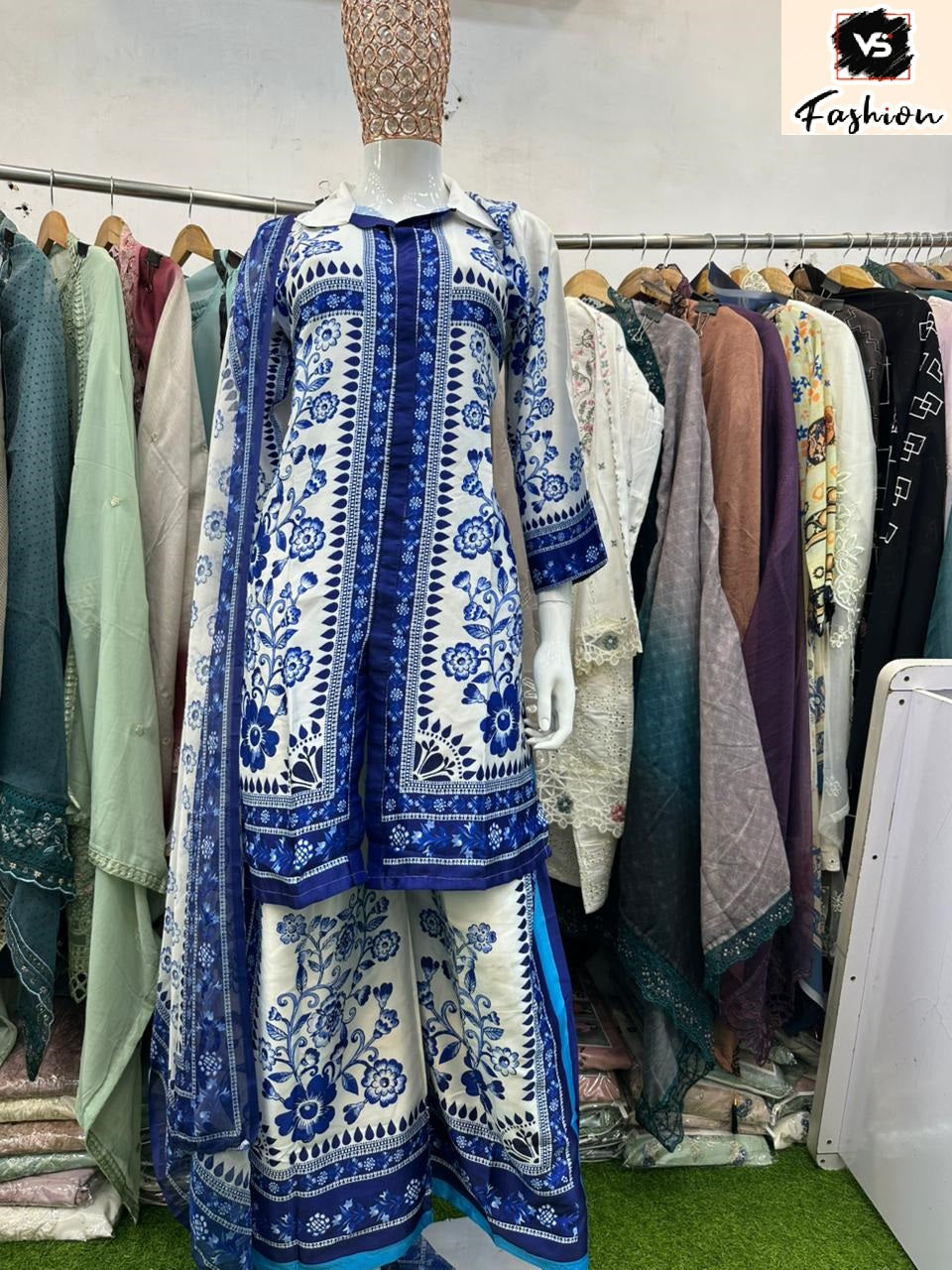 Design 13000 Co Ord Vs Fashion Satin Karachi Readymade Suits Wholesale Rate