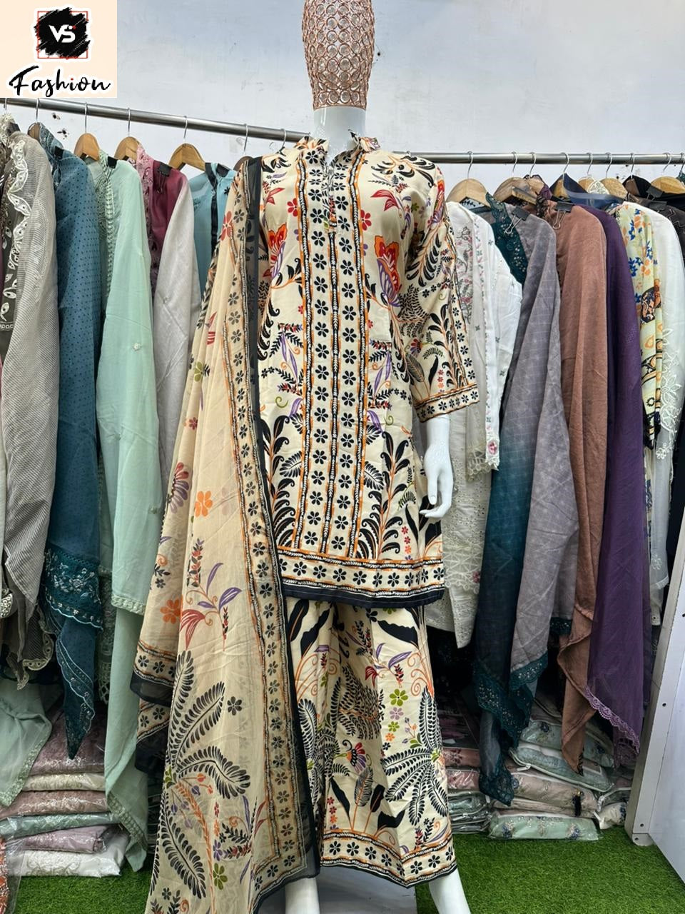 Design 13000 Co Ord Vs Fashion Satin Karachi Readymade Suits Wholesale Rate