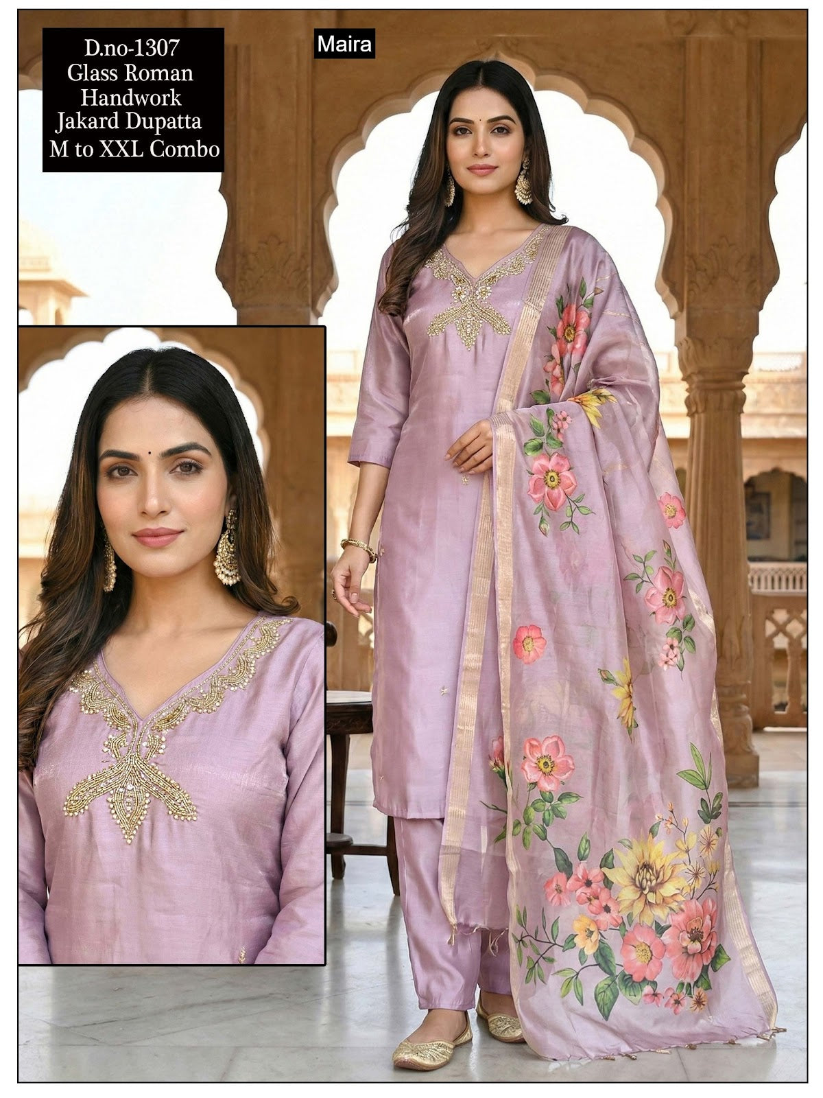 Design 1303 To 1308 Maira Roman Readymade Pant Style Suits Wholesale Price