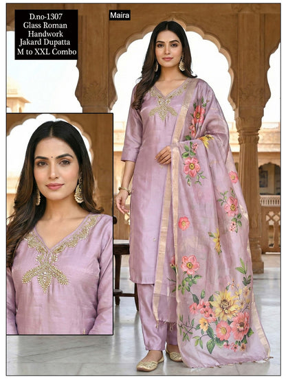 Design 1303 To 1308 Maira Roman Readymade Pant Style Suits Wholesale Price