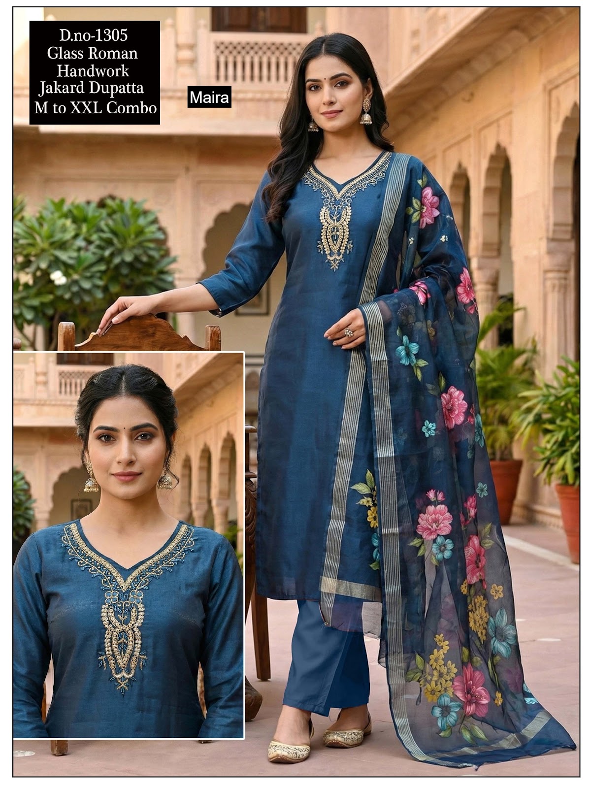 Design 1303 To 1308 Maira Roman Readymade Pant Style Suits Wholesale Price