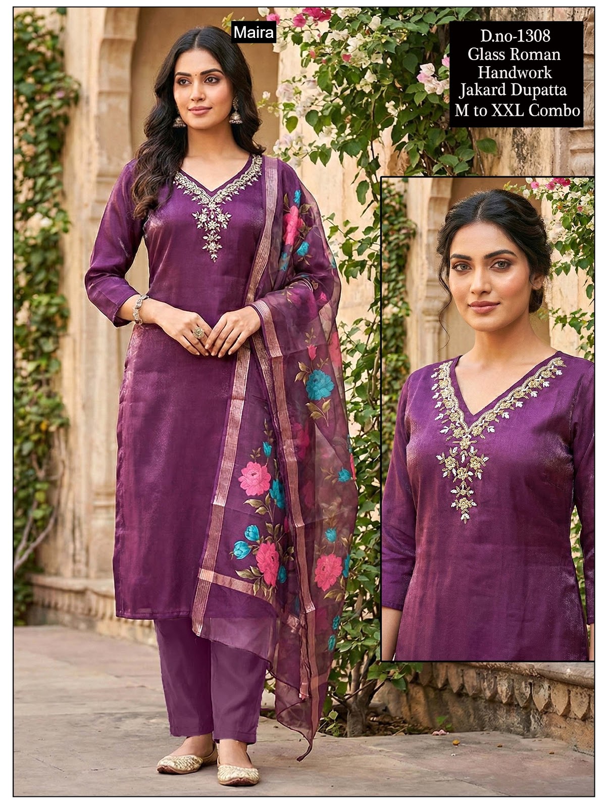 Design 1303 To 1308 Maira Roman Readymade Pant Style Suits Wholesale Price