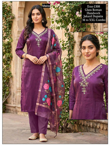 Design 1303 To 1308 Maira Roman Readymade Pant Style Suits Wholesale Price