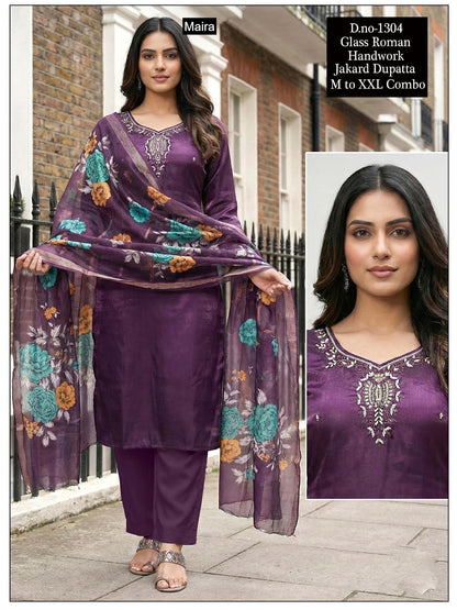 Design 1303 To 1308 Maira Roman Readymade Pant Style Suits Wholesale Price