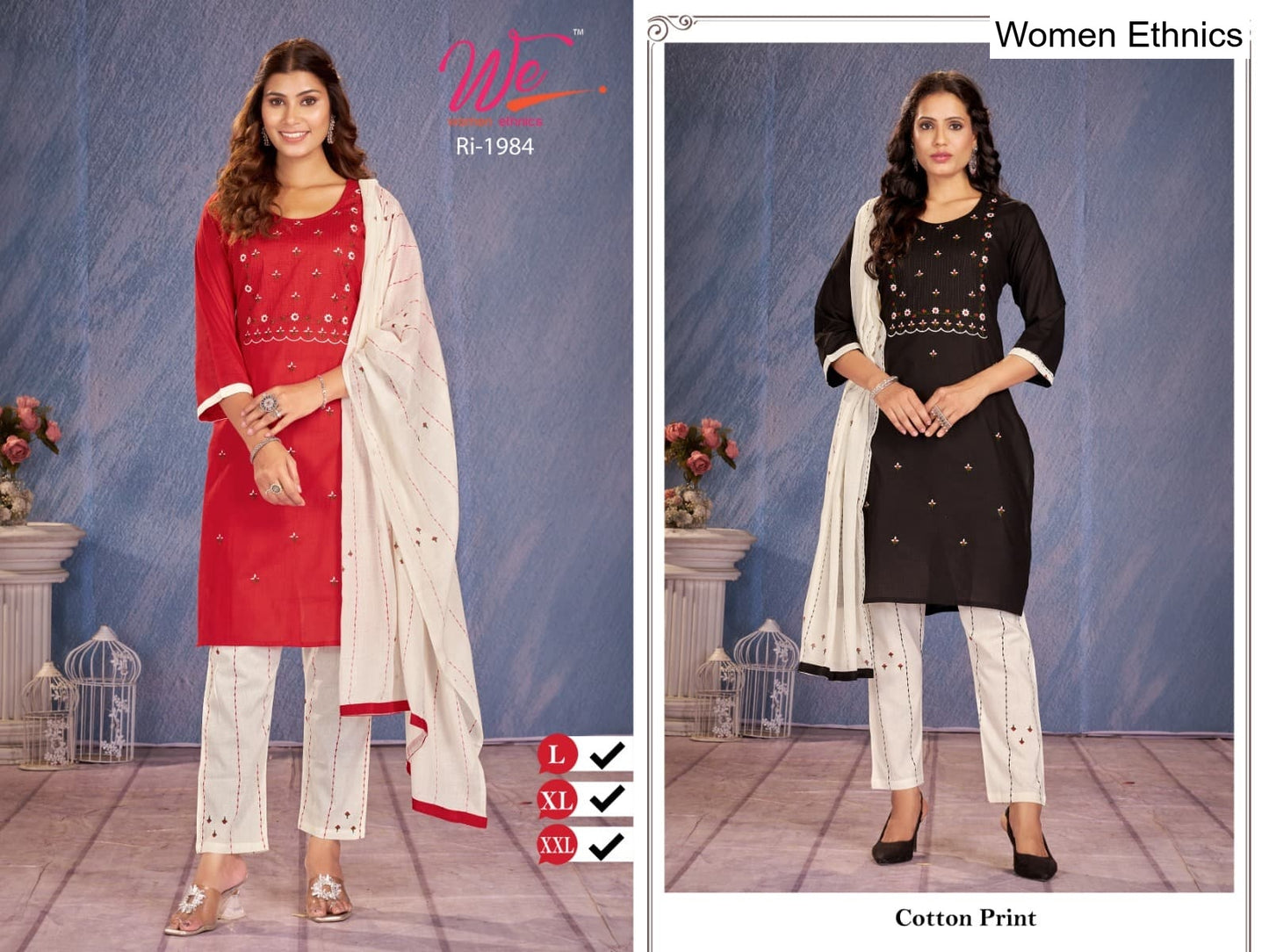 Design 1306 Women Ethnics Readymade Cotton Pant Suits Manufacturer