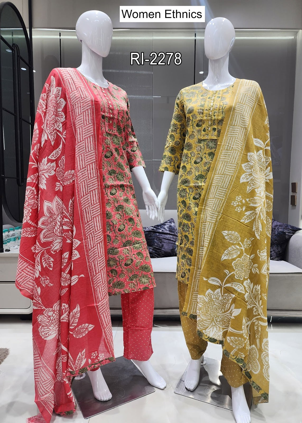 Design 1306 Women Ethnics Readymade Cotton Pant Suits Manufacturer