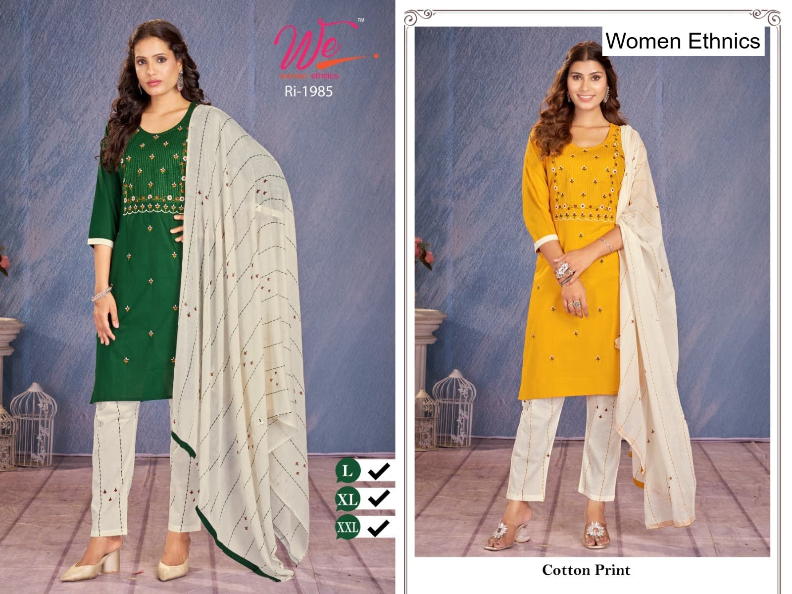 Design 1306 Women Ethnics Readymade Cotton Pant Suits Manufacturer