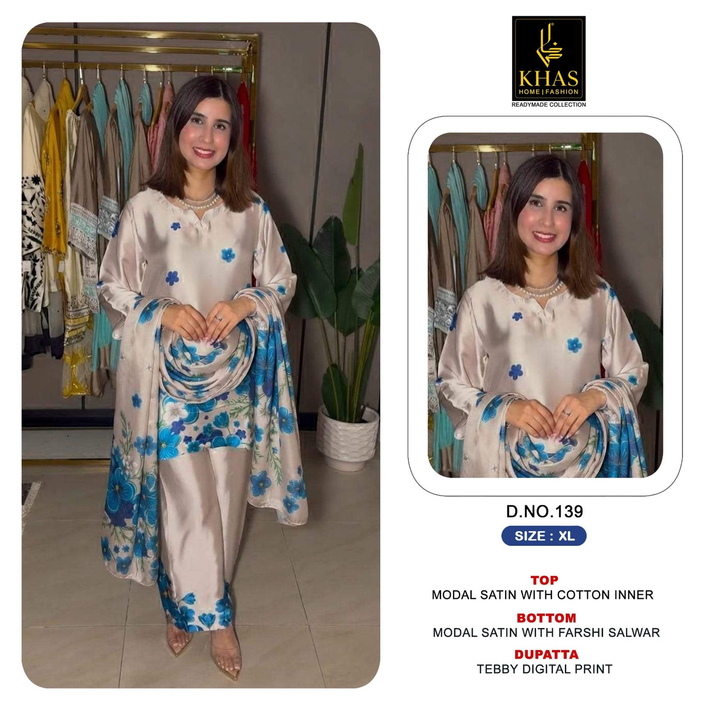Design 130 To 139 Khas Modal Satin Pakistani Readymade Suits Wholesaler