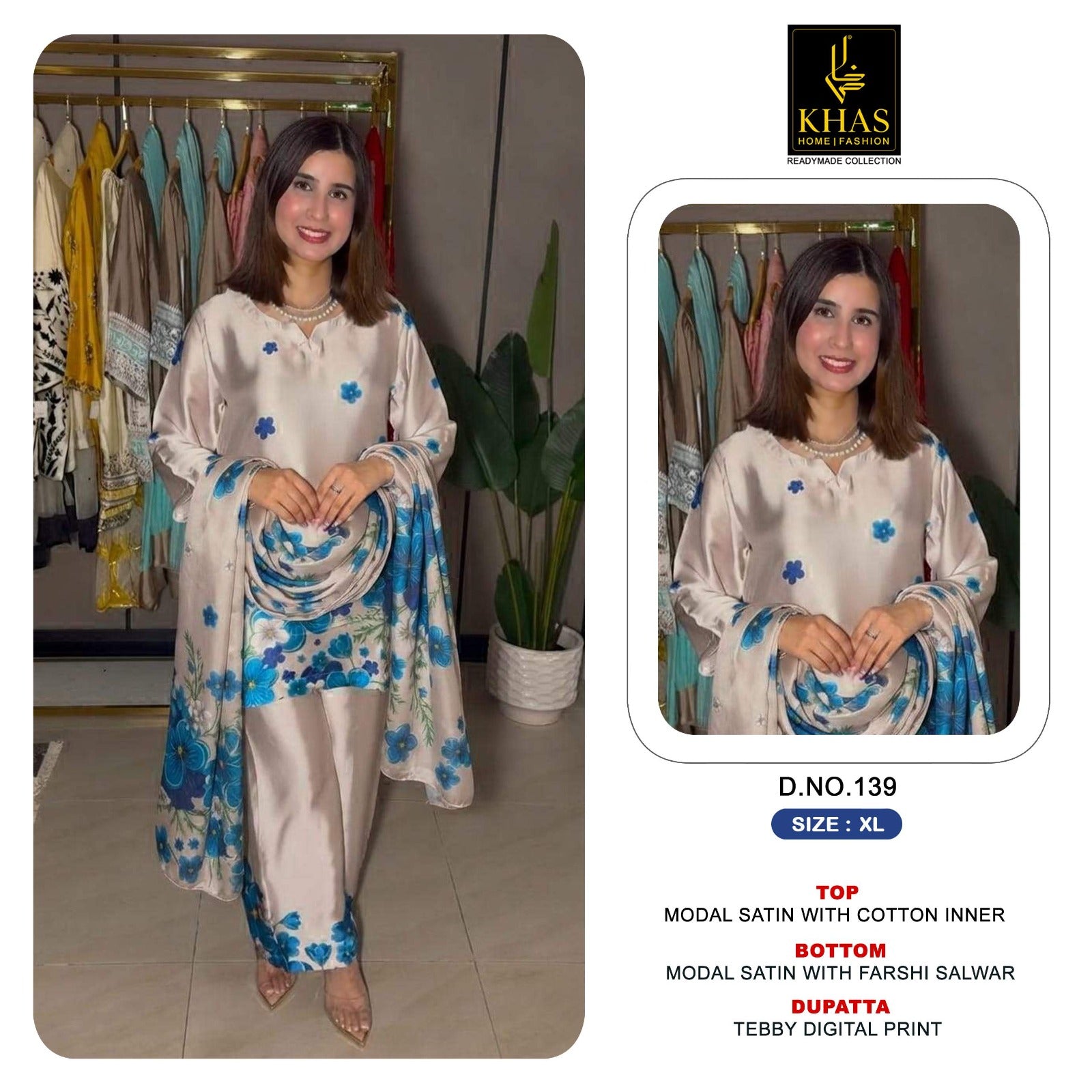 Design 130 To 139 Khas Modal Satin Pakistani Readymade Suits Wholesaler