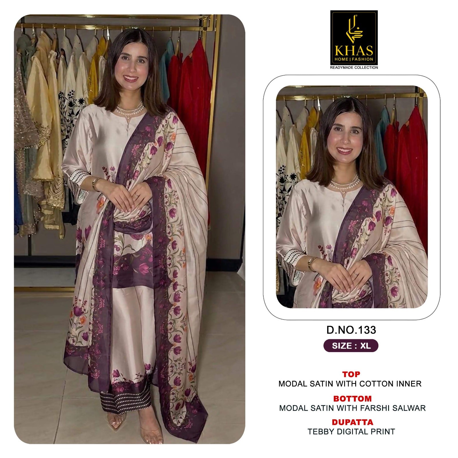 Design 130 To 139 Khas Modal Satin Pakistani Readymade Suits Wholesaler