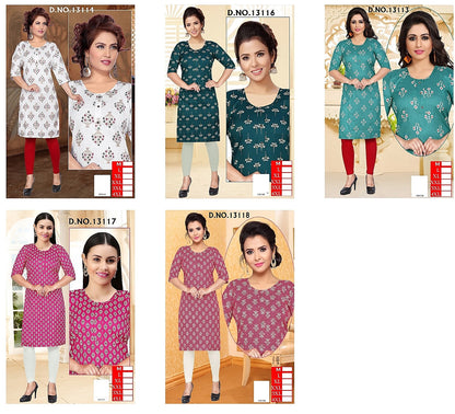Design 13113-13118 Kh Two Tone Knee Length Kurtis Supplier Ahmedabad