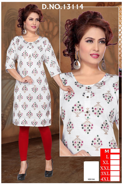 Design 13113-13118 Kh Two Tone Knee Length Kurtis Supplier Ahmedabad