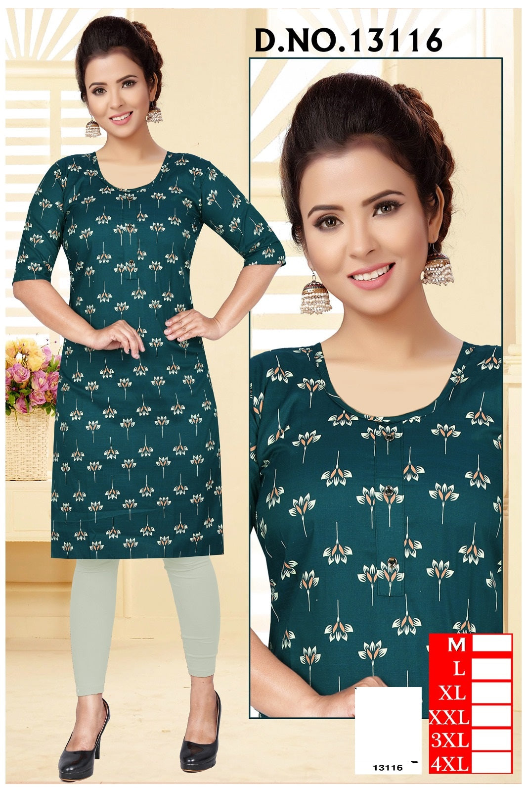 Design 13113-13118 Kh Two Tone Knee Length Kurtis Supplier Ahmedabad