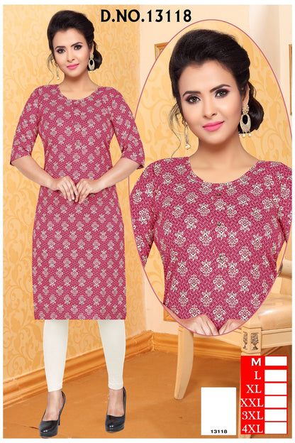 Design 13113-13118 Kh Two Tone Knee Length Kurtis Supplier Ahmedabad