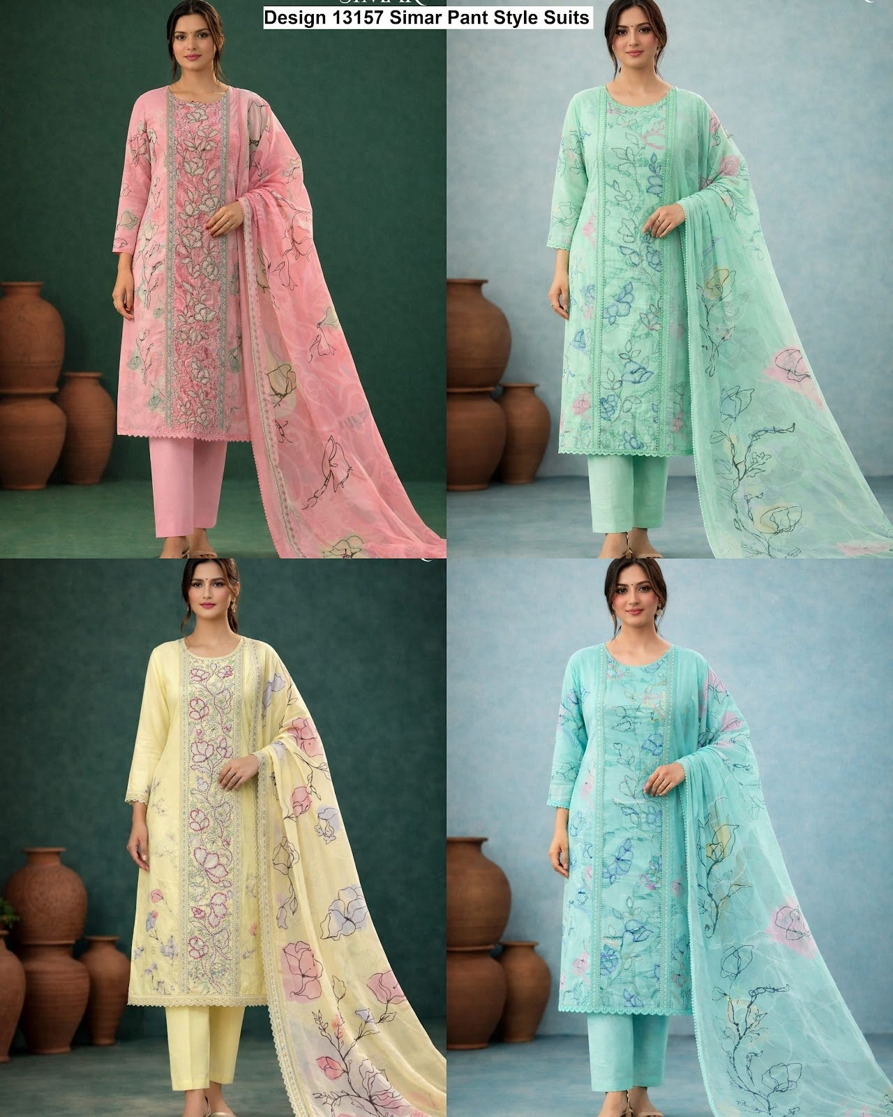 Design 13157 Simar Muslin Pant Style Suits Manufacturer Ahmedabad
