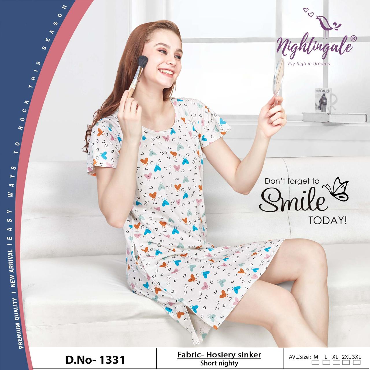 Design 1331 Nightingale Hosiery Short Night Gown Supplier Ahmedabad